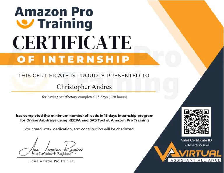 Amazon Pro Training Internship Certificate