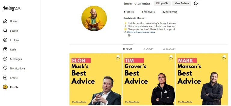 Ten Minute Mentor IG Page