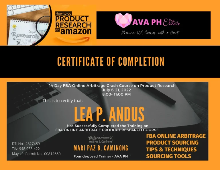 Amazon Product Research Certificate