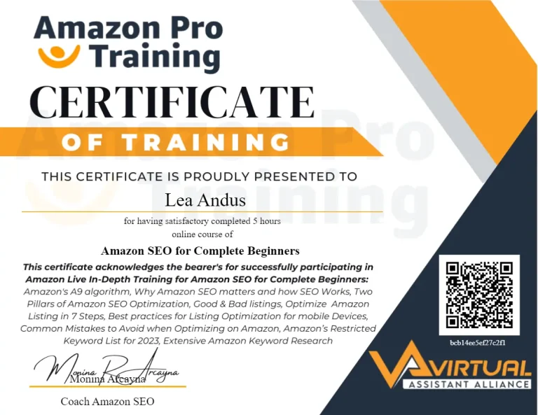 Amazon SEO  Certificate