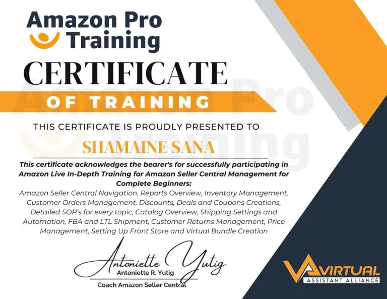 Amazon Seller Central Certificate